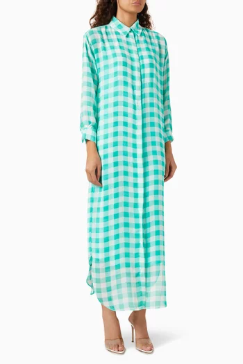 Check Longline Shirt in Chiffon