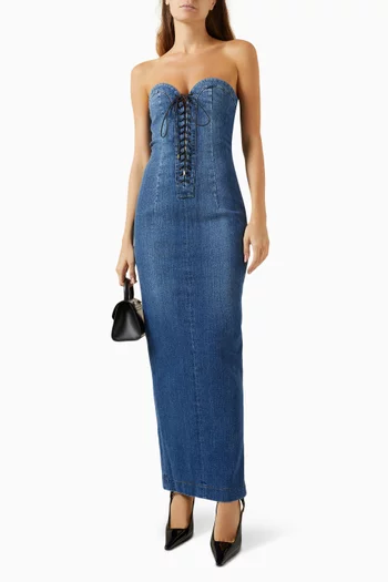 Lace-front Gown in Denim
