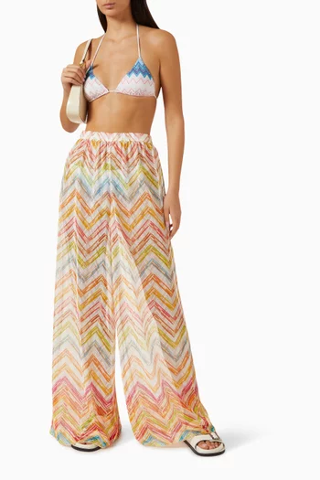 Chevron Knit Wide-leg Pants