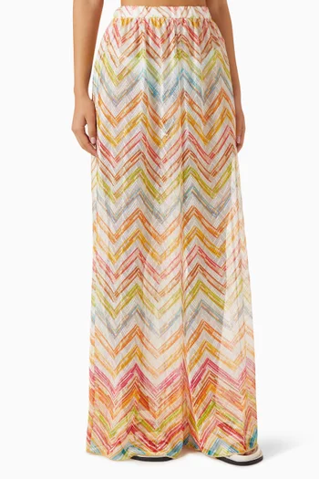 Chevron Knit Wide-leg Pants