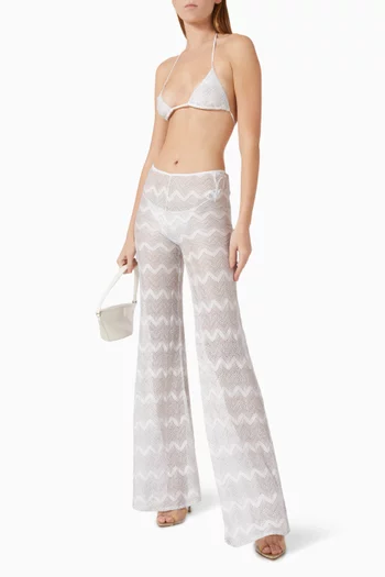 Flared Cover-up Pants in Chevron Lace