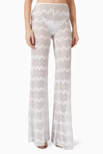 Flared Cover-up Pants in Chevron Lace