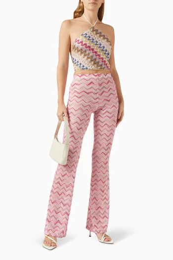 Mare Chevron Flared Pants in Tulle