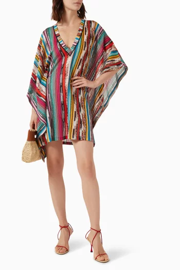 Striped Mini Cover-up Dress in Viscose Blend