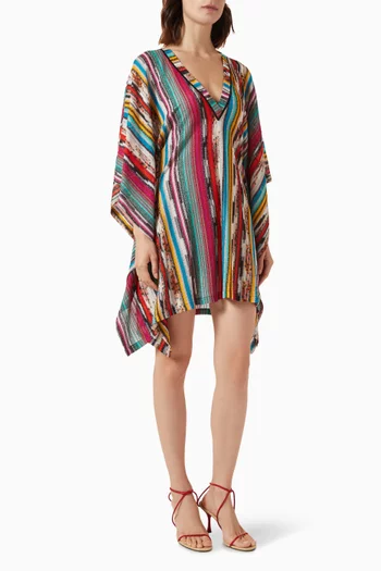 Striped Mini Cover-up Dress in Viscose Blend