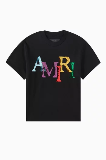 Staggered Sequin-embellished T-shirt in Cotton