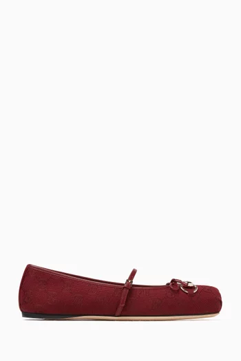 Horsebit Mary-jane Ballet Flats in Jacquard