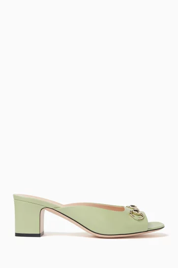 55 Horsebit Mule Sandals in Leather