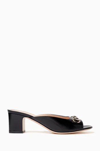 55 Horsebit Mule Sandals in Patent Leather