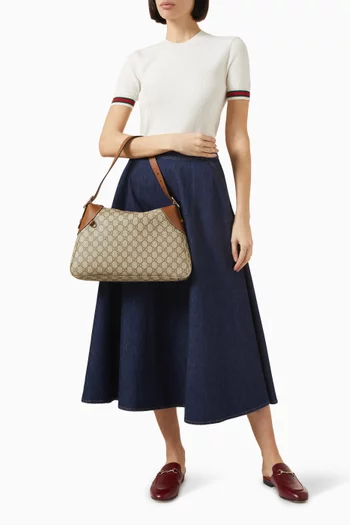 GG Emblem Large Shoulder Bag in Monogram Canvas
