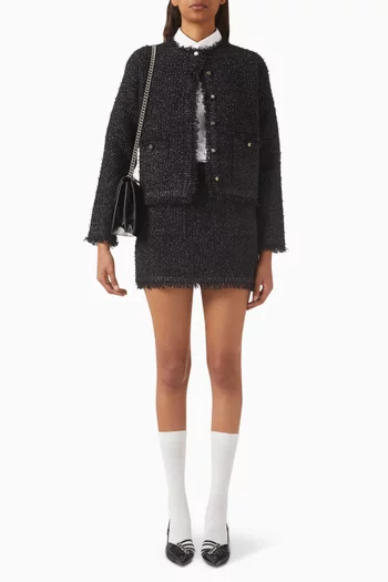 Buttoned Cardigan in Woven Lamé