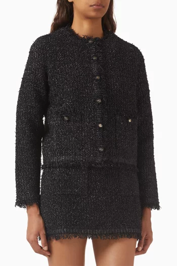 Buttoned Cardigan in Woven Lamé
