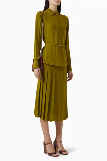 Belted Shirt in Silk Jacquard