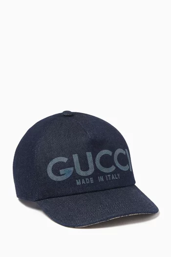 Lasered Logo Baseball Cap in Denim