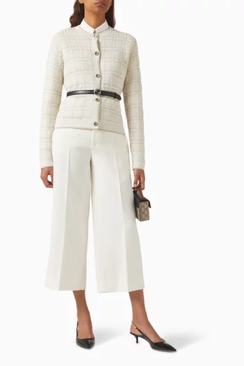Embroidered Culotte Pants in Wool Bouclé