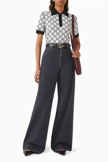 تي شيرت بولو بوجهين وشعار GG جاكار وصوف