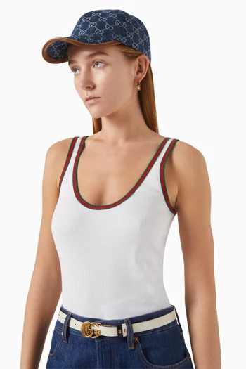 GG Baseball Hat in Cotton Denim