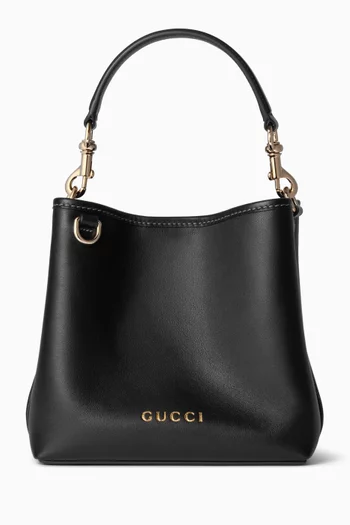 GG Emblem Mini Bucket Bag in Leather