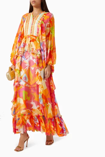 Ruffle Maxi Dress in Chiffon