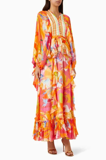 Ruffle Maxi Dress in Chiffon