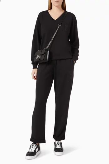 V-neck Rhinestone Sweater in Modal-knit
