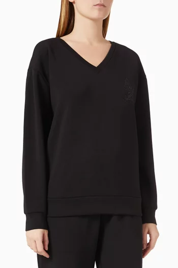 V-neck Rhinestone Sweater in Modal-knit