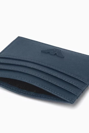 Metal Eagle Cardholder in Saffiano Leather