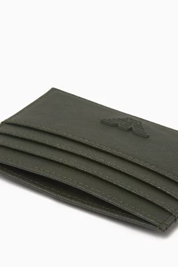 Metal Eagle Cardholder in Saffiano Leather