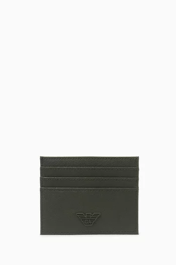 Metal Eagle Cardholder in Saffiano Leather