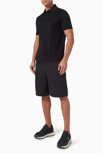 Flocked Logo Polo Shirt in Lyocell-blend
