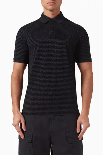 Flocked Logo Polo Shirt in Lyocell-blend
