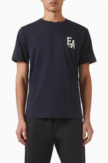 تي شيرت بطبعة شعار الماركة ورمز السلام قطن