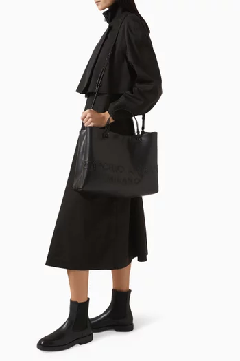 Medium Logo Tote Bag in Leather