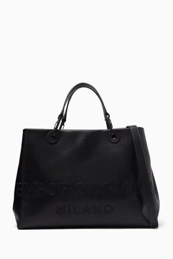 Medium Logo Tote Bag in Leather