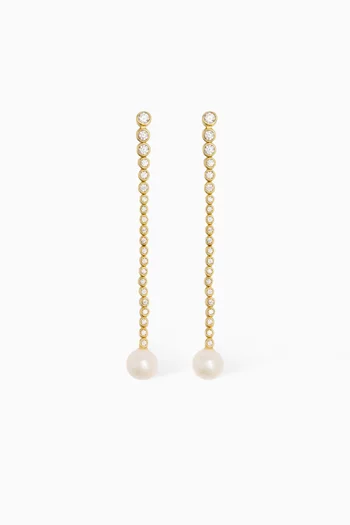 Odile Pearl & Crystal Earrings in 18kt Gold-plated Silver