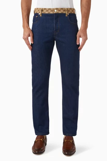 GG Canvas Waistband Jeans in Denim