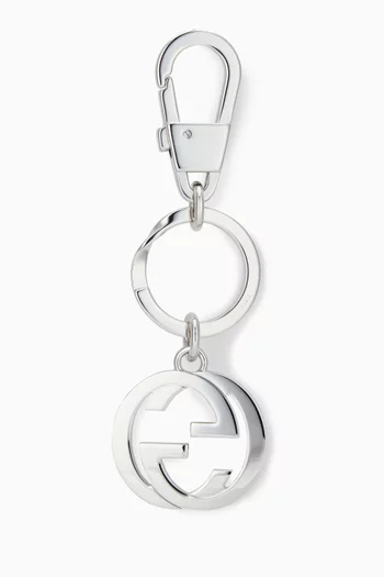 GG Keychain in Silver-tone Metal