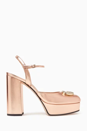 GG 115 Platform Sandals in Metallic Leather