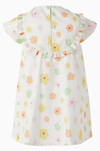 Floral-print Dress in Cotton-poplin