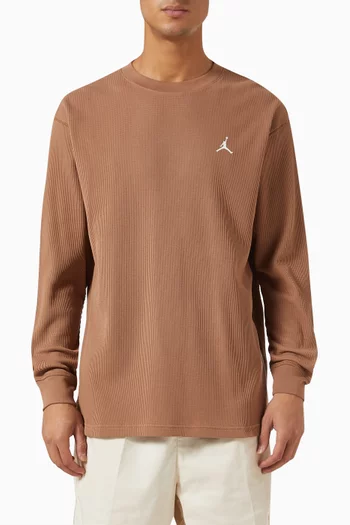 Waffle-knit Long-sleeve Top