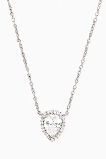 قلادة هالو بدلاية بتصميم كمثرى نحاس مطلي روديوم