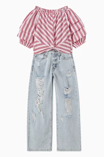 Distressed Wide-leg Jeans in Denim