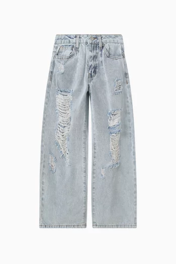 Distressed Wide-leg Jeans in Denim