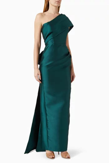 One-shoulder Bow Gown