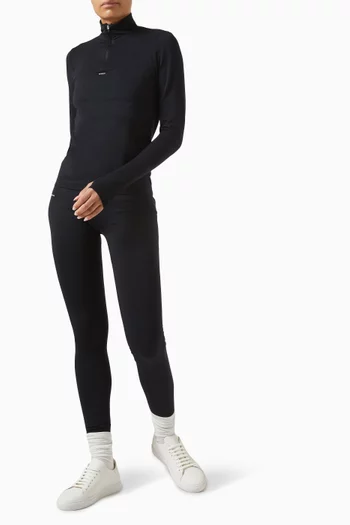 Plant-Stretch Zipped Long-sleeve Top