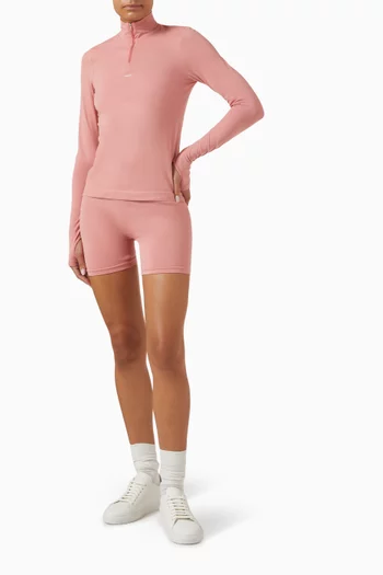 Plant-Stretch Zipped Long-sleeve Top