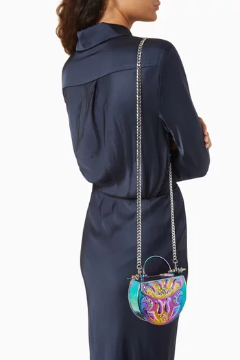 Oval Minaudiere Top-handle Bag in PVD-plated Brass
