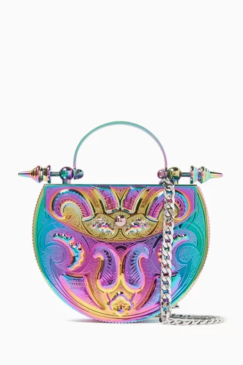 Oval Minaudiere Top-handle Bag in PVD-plated Brass