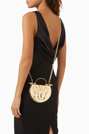 Oval Minaudiere Top-handle Bag in Gold-plated Brass
