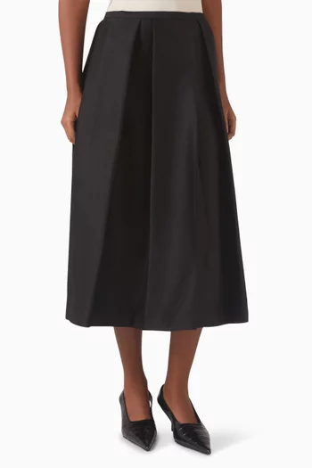 Pleated Midi Skirt in Wool-blend